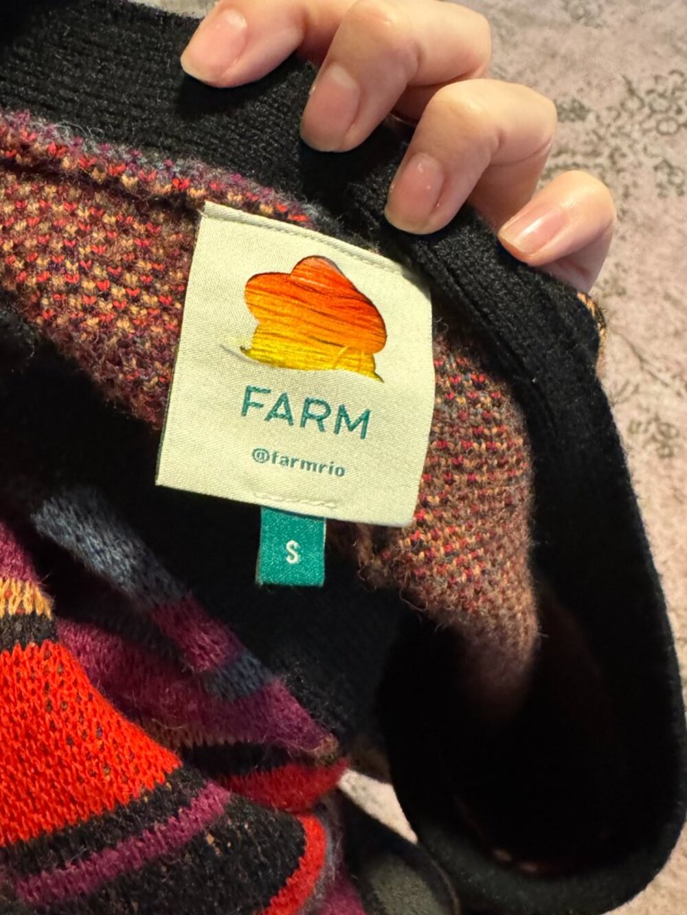 Farm Rio Floral Striped Patchwork Cardigan Size S Colorful NWT - Picture 5 of 5
